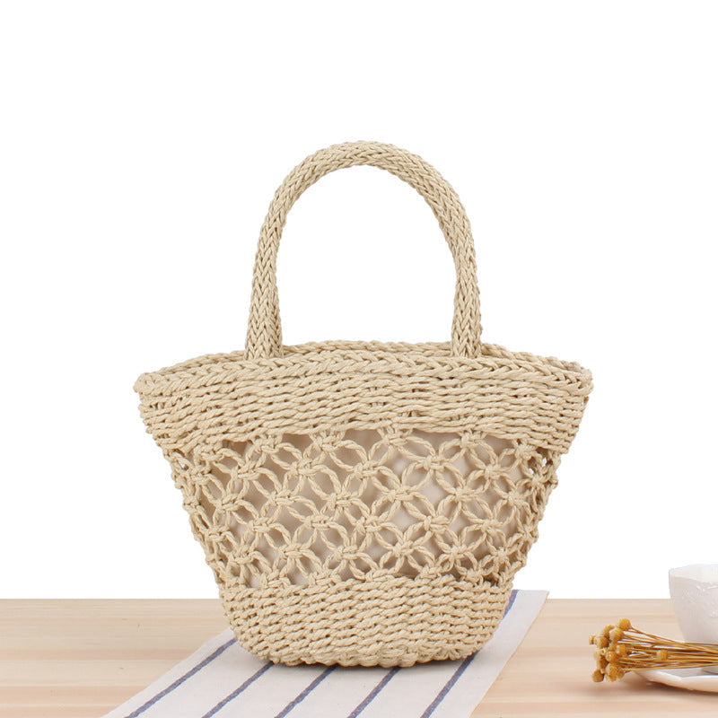 Carry Woven Beach Bag Hollow Out Cutout Silk Scarf Fresh Straw Bag Holiday Photography Casual Bag Bella Mia